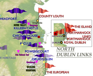 East Ireland Golf Map